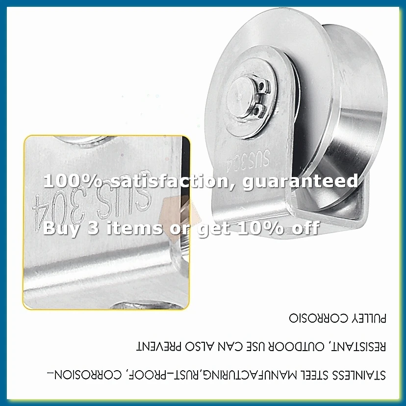 ●2 Inch V Type Pulley Roller 304 Stainless Steel Sliding Gate Roller Wheel Bearing for Material Handling and Moving
