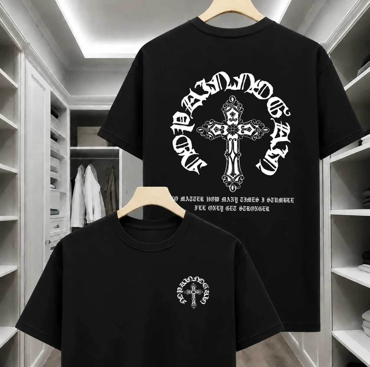 Men's Gothic Streetwear T-Shirt Ornate Cross & Circle Script Graphic Print Crew Neck Short Sleeve Polyester Tops S-XXXL