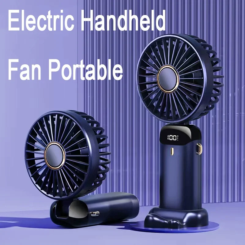 

Портативный ручной мини-вентилятор 1800 мАч Складные подвесные вентиляторы на шею 5-скоростная регулировка USB-вентилятора с подставкой для телефона Светодиодный экран дисплея