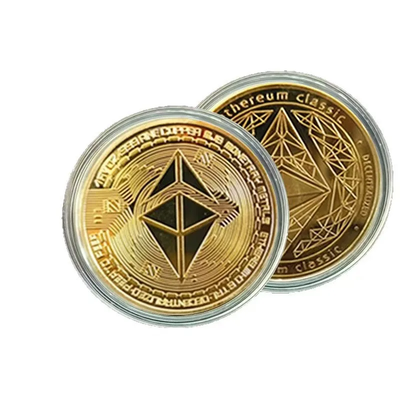 Virtual Currency BTC ETH Commemorative Medal Gold Plated Metal Coin Collection Art Craft Ornament Decoration