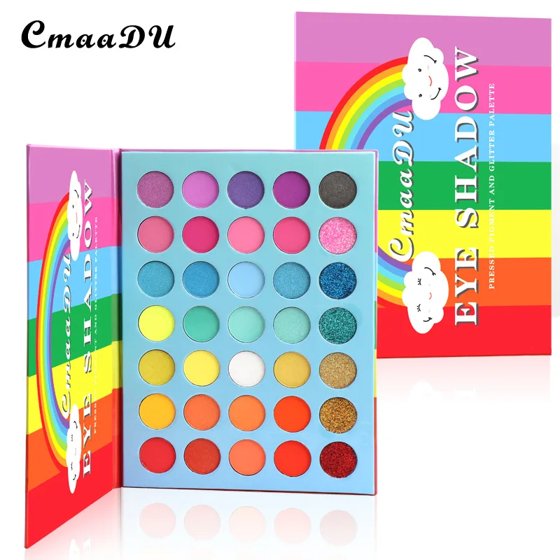 Make-up 35 Farben Pastell Lidschatten Palette wasserdicht Regenbogen Neon Lidschatten Palette bunte Augen dauerhafte Pigment Make-up