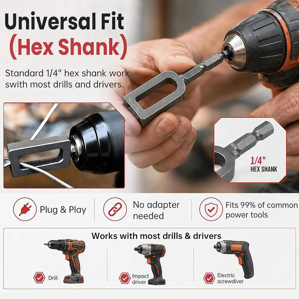 Electric Drill Wire Twisting Tool Fence Wire Pulling Metal Wire Twisting Pullers Rebar Tie Tool Construction Installation