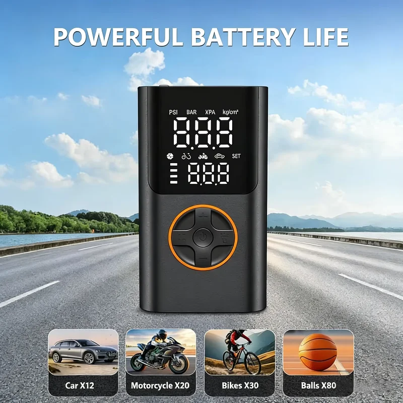 

Wireless Design Car Pump Pressure Gauge LED Light Tire Inflator Stops When Fully Inflated Digital Display Electric Tire Inflator