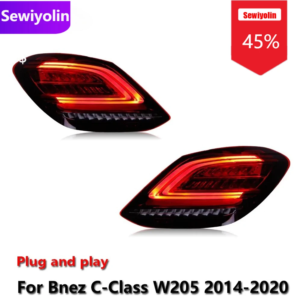 

Sewiyolin Car DRL LED Tail Light Assemblies For Benz W205 2014-2020 Auto Fog DRL Brake Turn Signal Lamp Plug And Play