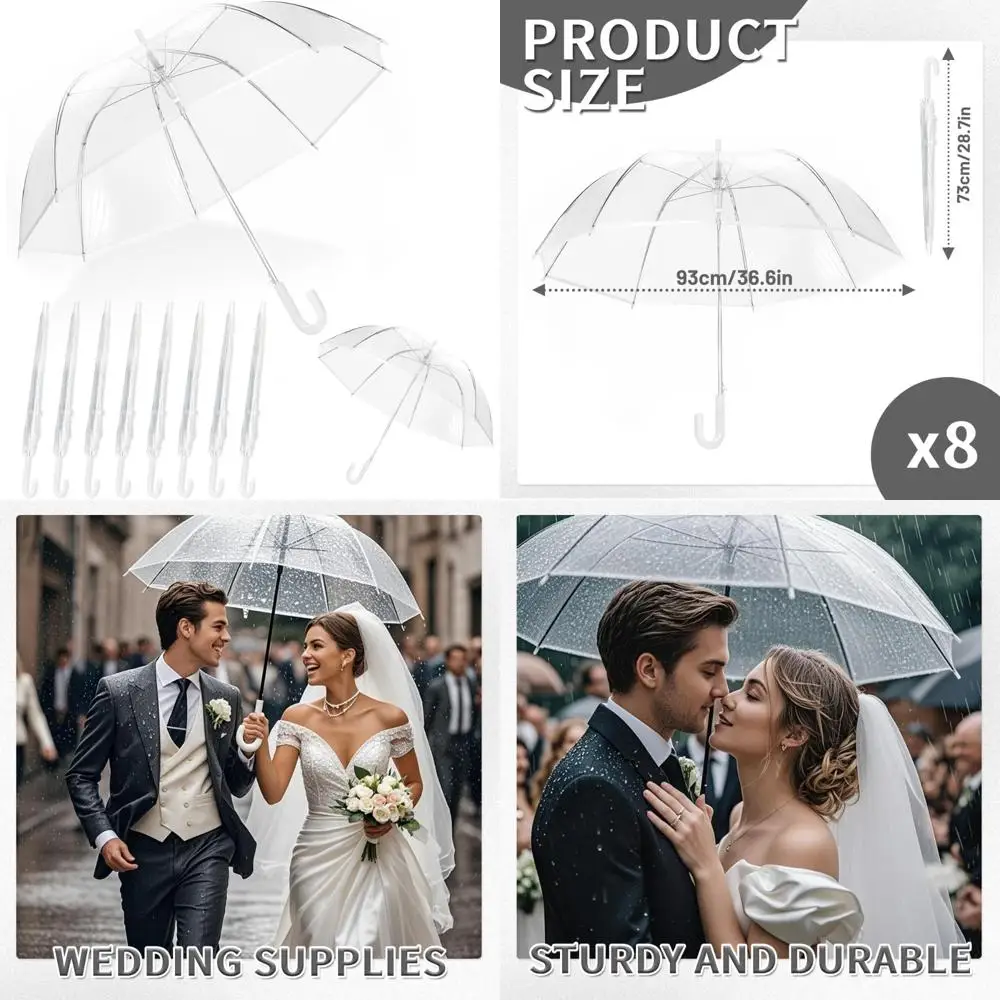 

Large Transparent Windproof Umbrellas for Weddings, Bulk Clear Umbrellas for Two, Waterproof Rain Umbrellas for Couples
