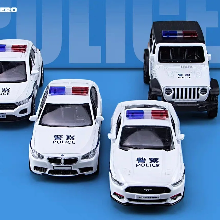 5 Inch Metal Car Chinese Police Car M5 Ford Mustang Simulation Diecasts & Toy Vehicle RMZ city 1:36 Alloy Model Gifts For Kids