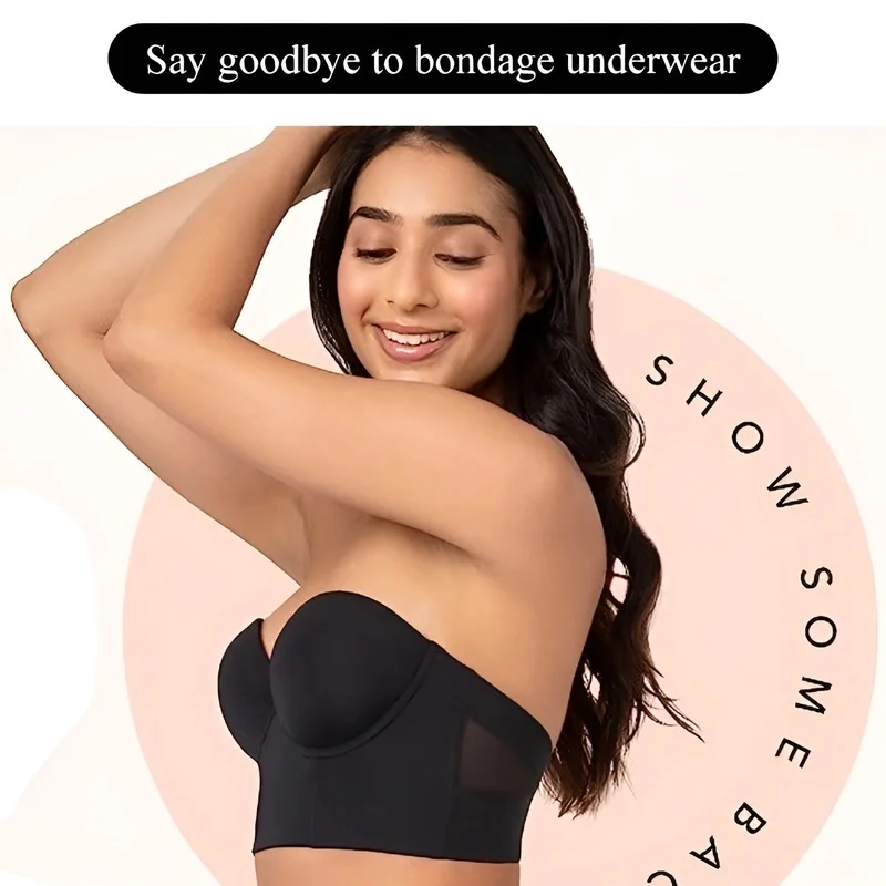 Hot[Slim Look] New Backless Bustier Bra with Removable