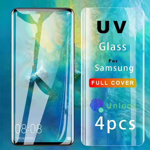 4Pcs UV Tempered Glass For Samsung Galaxy S22 S21 S20 Ultra Screen Protector For Glaxy S22 S21 S20 Plus