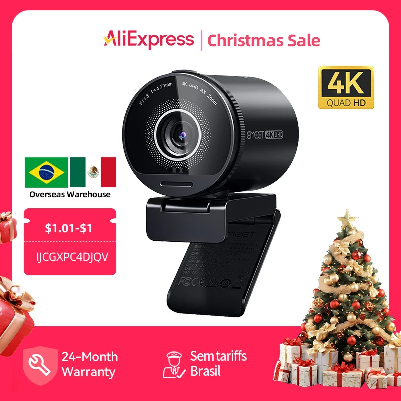 4K Webcam UHD Web Camera HDR Streaming USB Camera With Sony Sensor EMEET S800 Webcam With Dual Noise Cancelling Mics