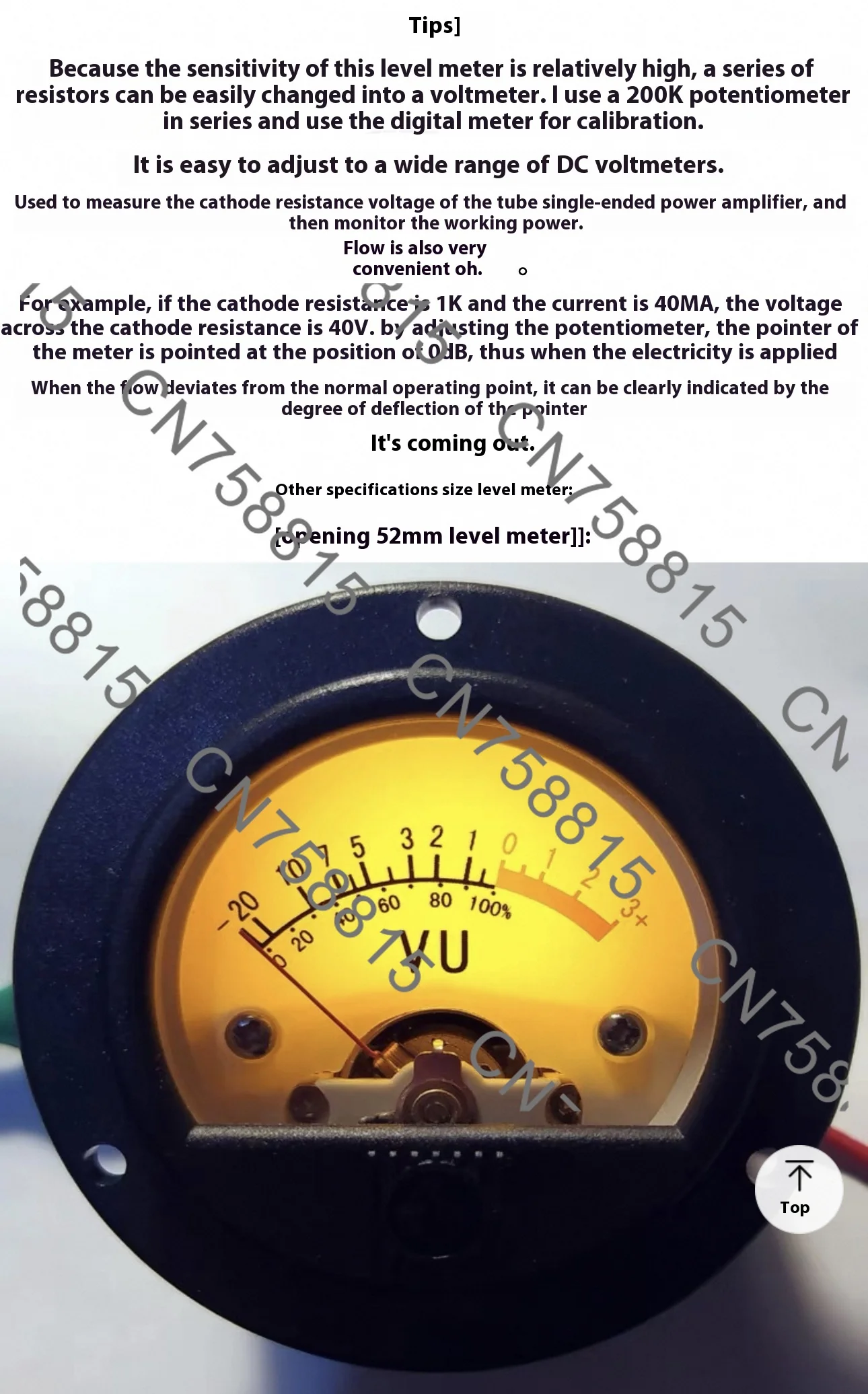 Retro Pointer Voltmeter with Yellow Backlight for Voltage Display, SD-65 Round Black Pointer Head