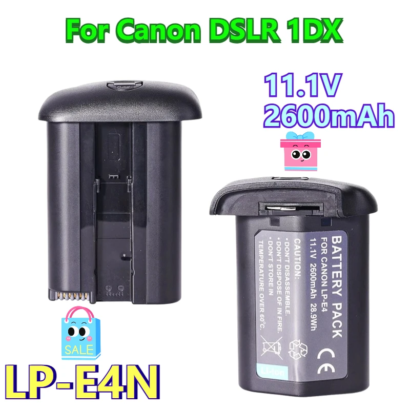 

11.1V 2600mAh for Canon LP-E4N Battery Camera Batteries for Canon DSLRs 1DX 1DX2 1Ds3 1D 1D4 Battery