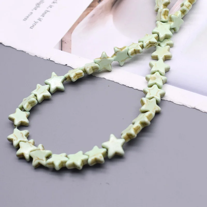 12mm Bright Smooth Color Natural Turquoise Stone Five-pointed Star Shape Spacer Loose Beads for Jewelry Making Diy Bracelet