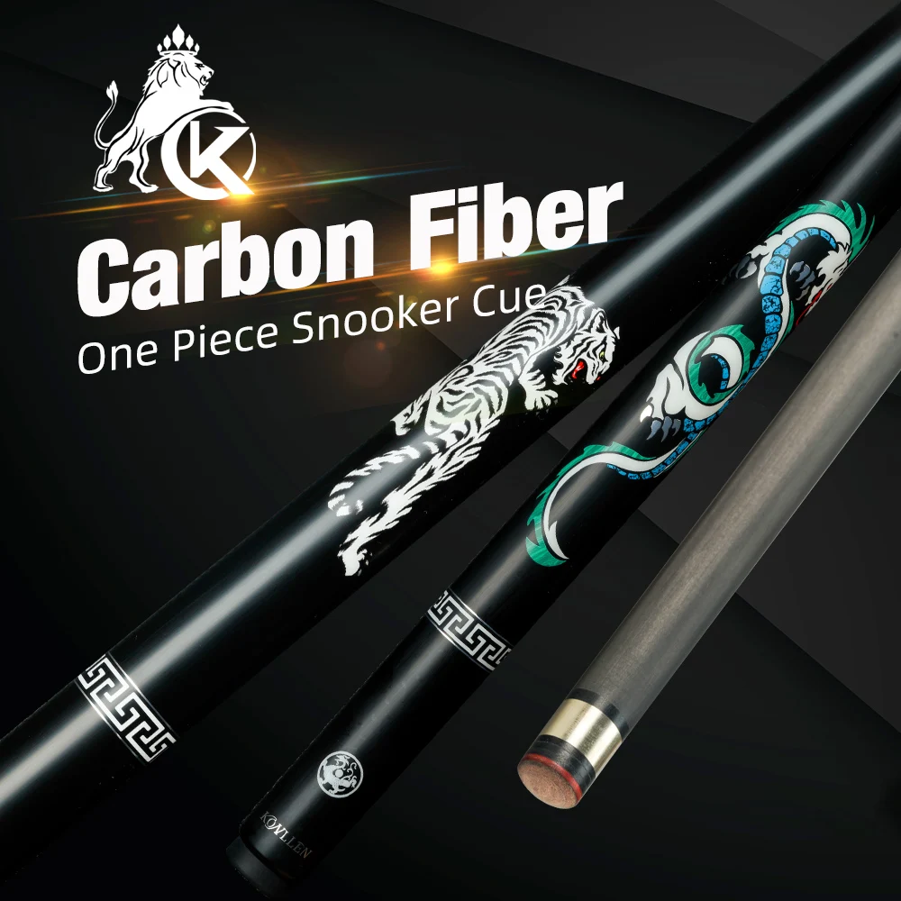 Taco de Snooker KONLLEN de Fibra de Carbono con Extensión de Punta de 10.2mm y Estuche para Set de Taco de Snooker de Una Pieza