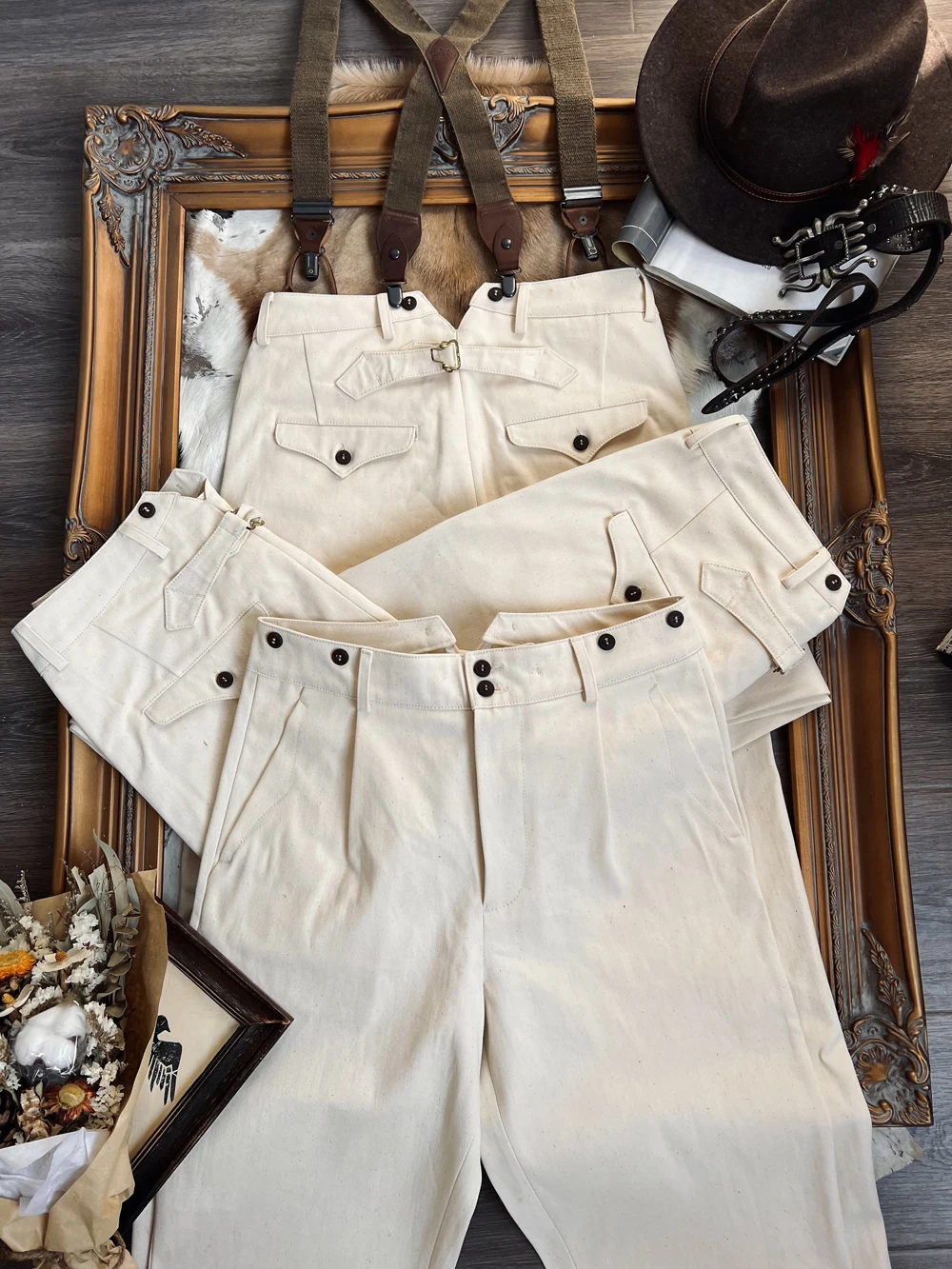 

Retro High Waist Fi Tail Straight Leg Workwear Trousers Pure Cotton Fabric Seed ell Casual Faion Urban Sle Spring