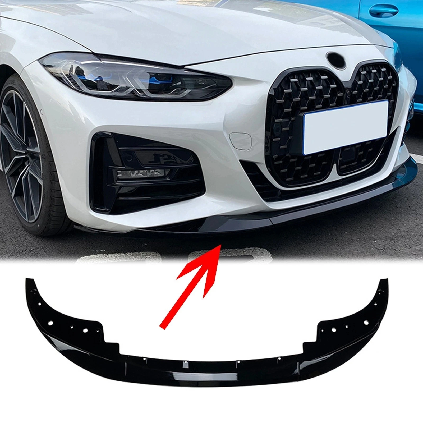 

Bright Black Front Bumper Spoiler Lip For BMW 4 Series Coupe M-Performance G22 G23 G26 2020-2024 Car Diffuser Body Kit Spoiler