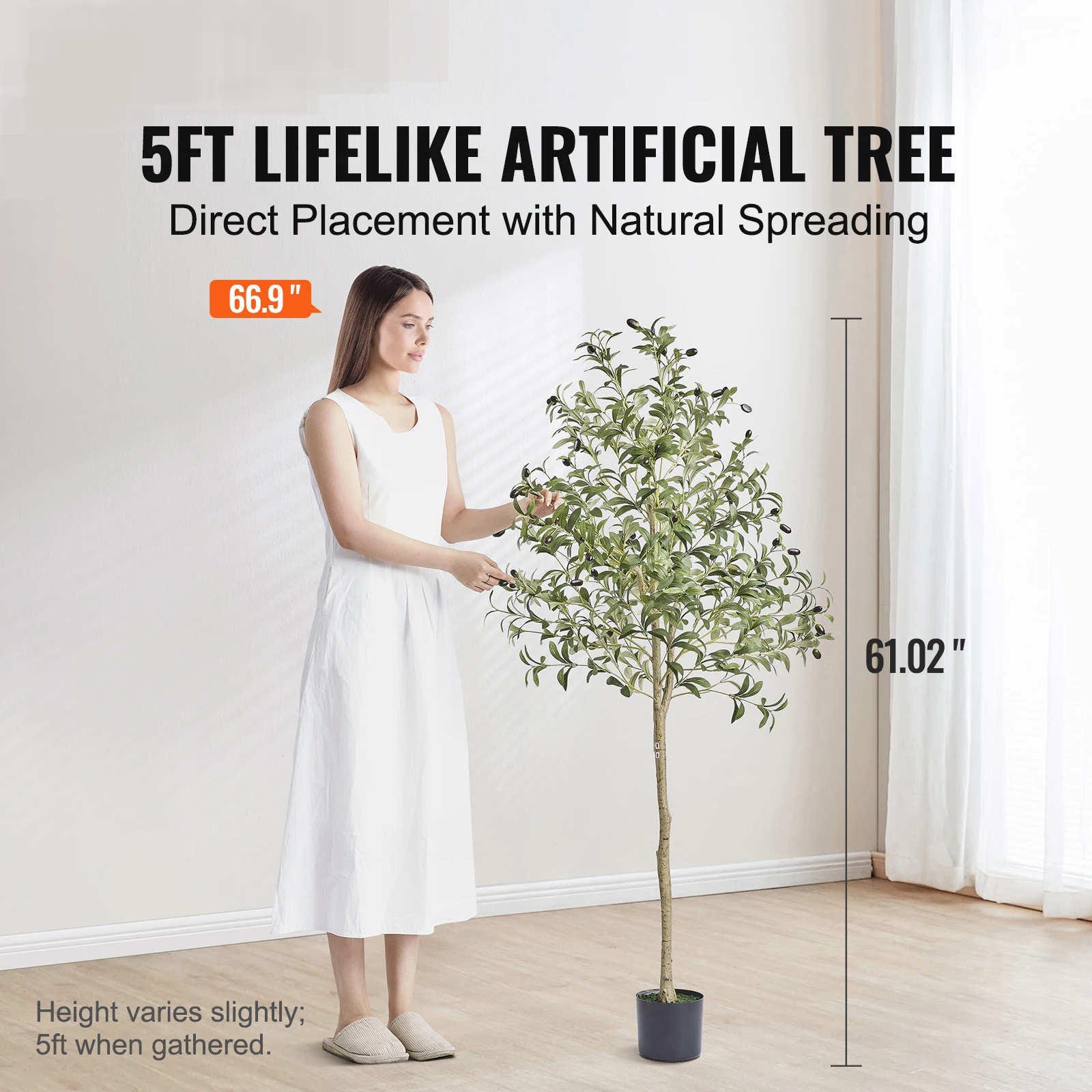 Artificial Olive Plants, Artificial Plant Fake Topiary Silk Tree Faux Plant Anti Tip Tilt Protection Low Maintenance Tree