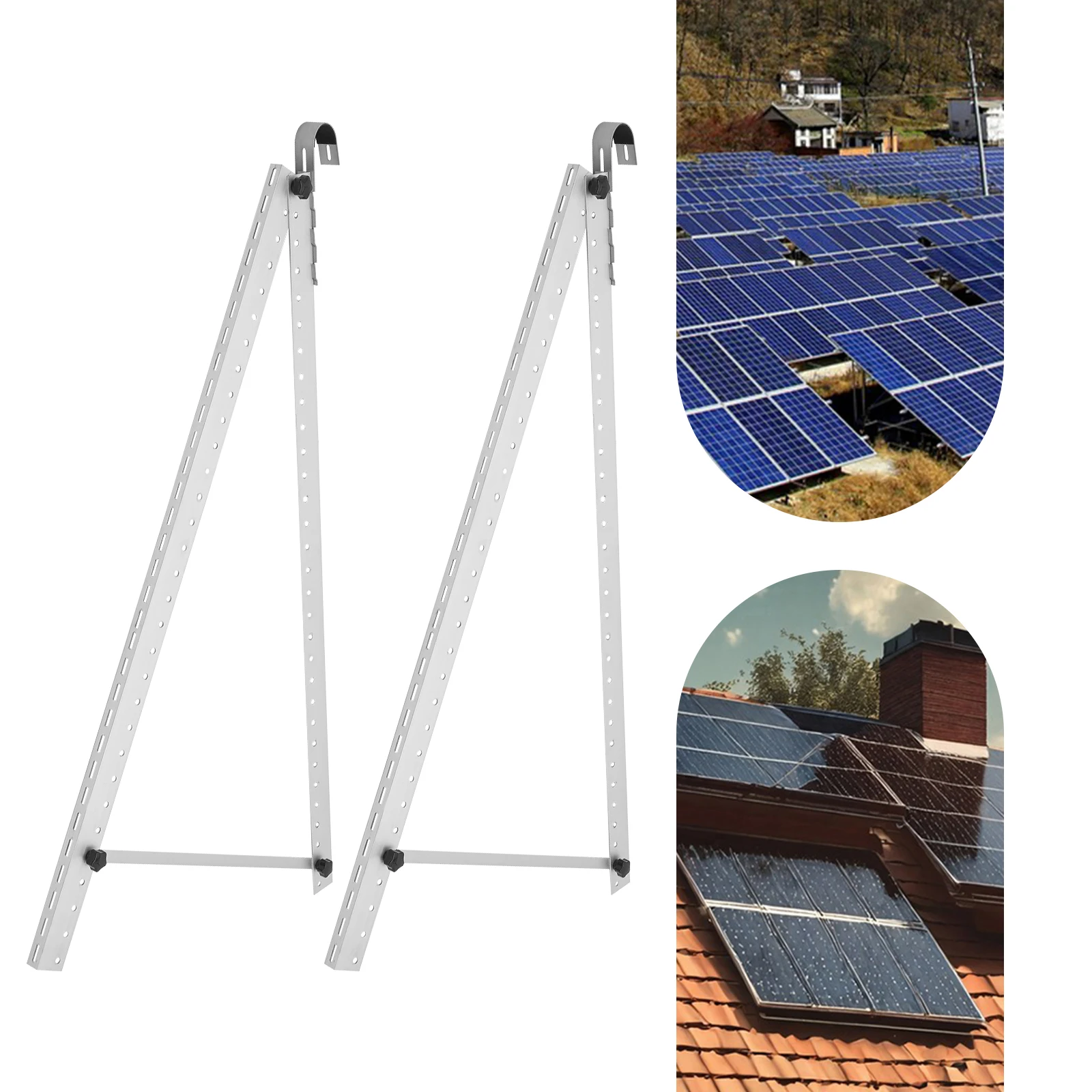 2 Pack Adjustable Solar Panel Mounting Brackets, 0-90° Tilt Aluminum Holder, Universal Solar Panel Support Rack for RV Roof Home