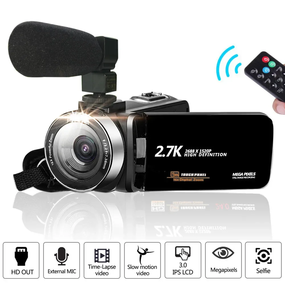 2.7K HD HDNI 30 Million Pixels Digital Video Camera Household Travel Camera Live DV Camcorder Cameras HD OUT 16X Digital ZOOM