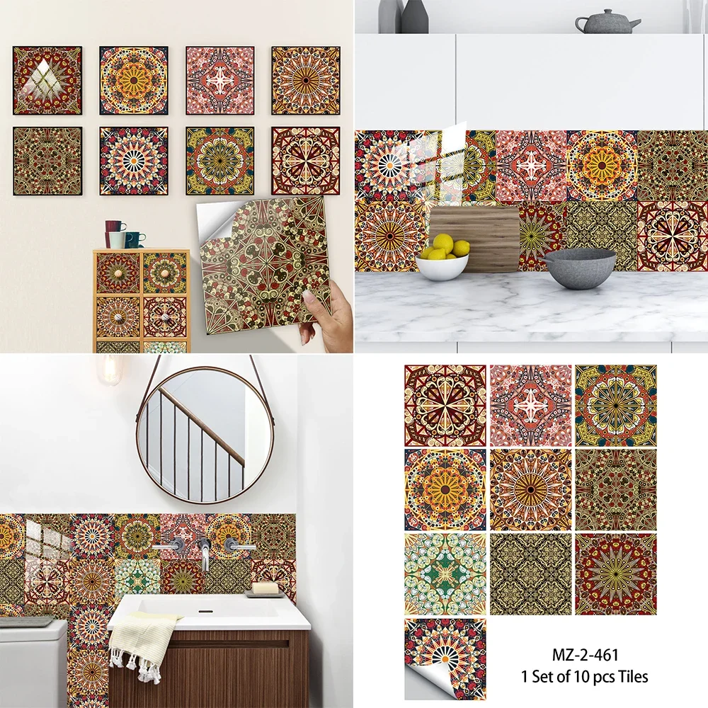10 Stück Fliesenaufkleber im amerikanischen Stil mit goldenem Marmormuster, Küchenrückwand, ölbeständig, wasserdicht, Kunst-Wandaufkleber – Detail 35