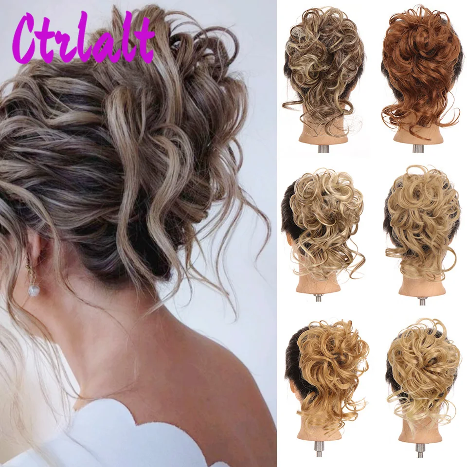 

Synthetic Messy hair piece Daily Use Chignon Scrunchies Fake Elastic Hairpiece Blonde Brown Donut Bun For Women