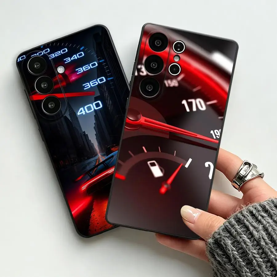 Funda Phone Cover Case for Samsung Galaxy S26 Ultra S23 S24 Note 20 8 9 10 S25 Plus S20 Ultra S21 FE S10 S9 Red Car Gauge