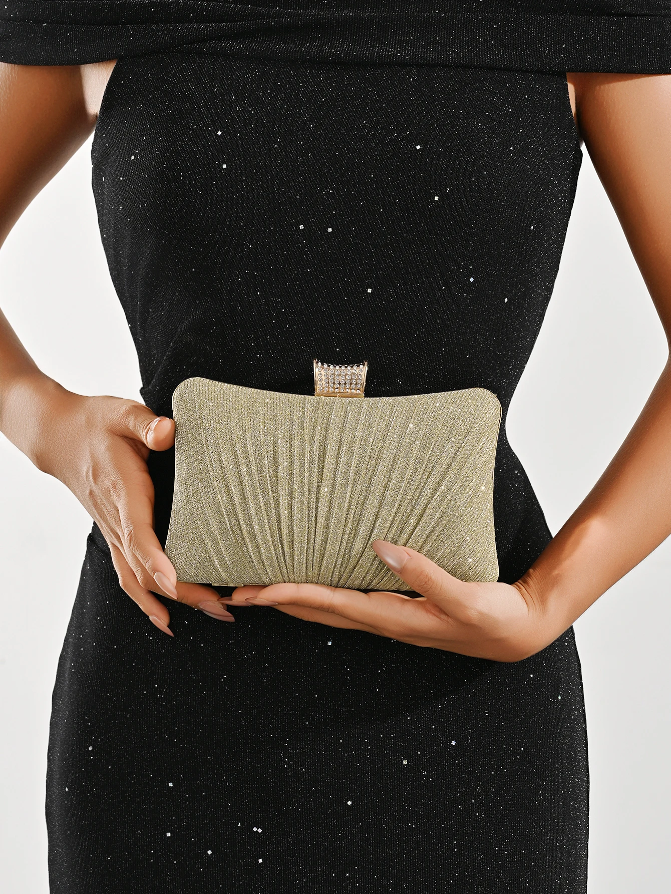 Bolsa de mão brilhante para noiva e dama de honra, elegante, corrente destacável, bolsa de noite para mulheres, festa em clube