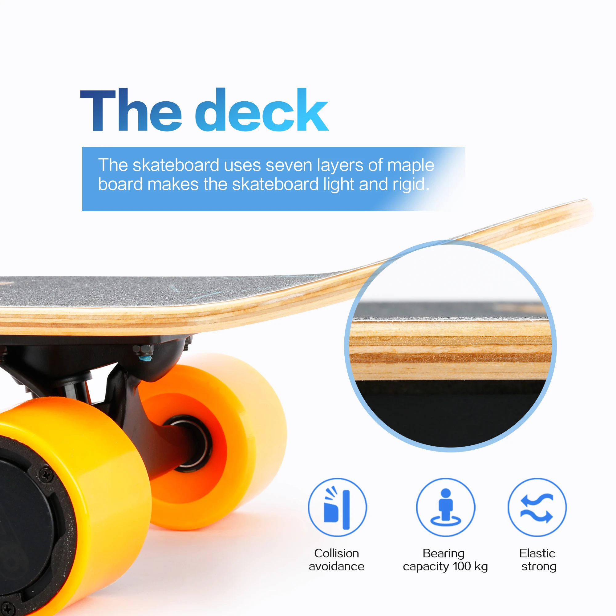 USA Local Warehouse 350W Electric Skateboard with Wireless Remote Control Max 10 MPH 8 Miles Range 100KG Weight Capacity