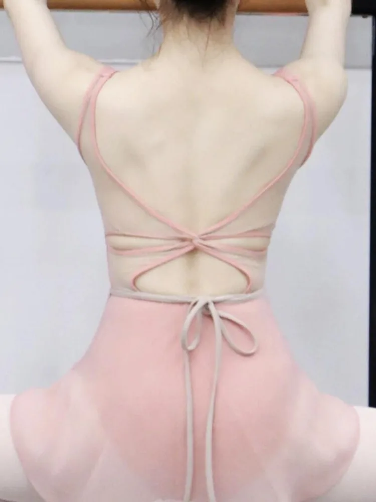 Solid Color Backless Sleeveless Ballet Dance Romper for Women, Slim Fit Bodysuit for Stage Performance and Daily Practice