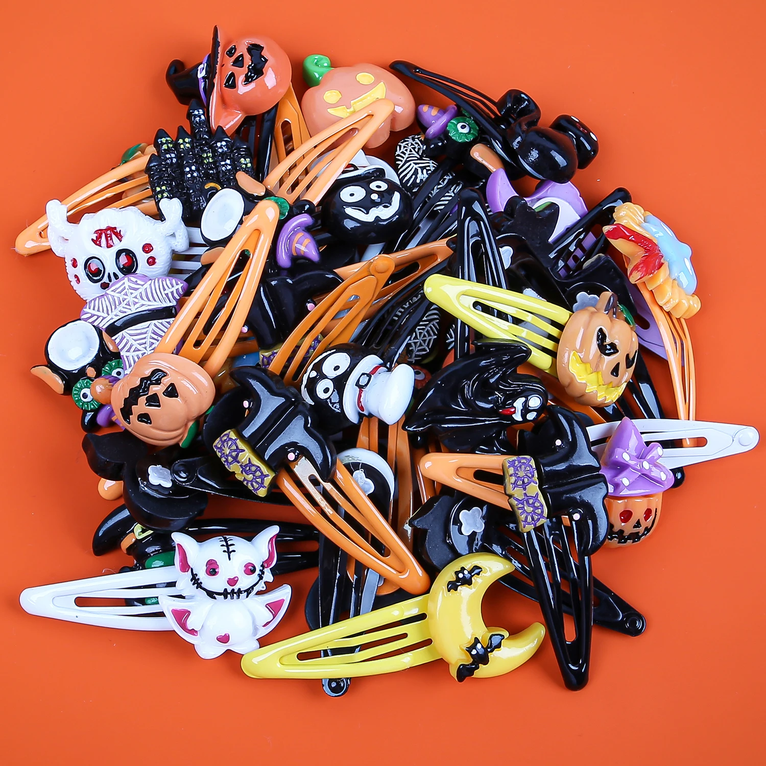 10pcs Halloween Day Hair Clips Cute Grils Cute Pumpkin Hairpin Side Barrettes Devil Hair Clip Party Hair Accessories Mix Styles