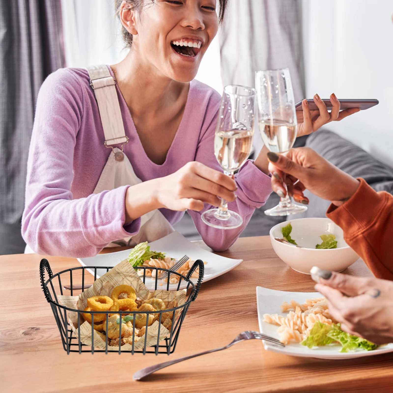 

Iron Wire Fruit Basket Vintage Metal Storage Organizer Small Desktop Basket For Kitchen Countertop Bread Vegetable Holder