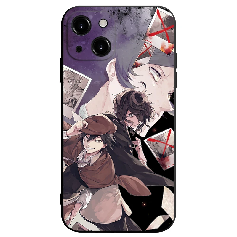 Bungo bezpańskie psy martwe jabłko dazai osamu Chuuya Anime etui na telefon iPhone 14 13 12 11 Pro Max Mini XS X XR SE3 2 7 8 Plus miękkie