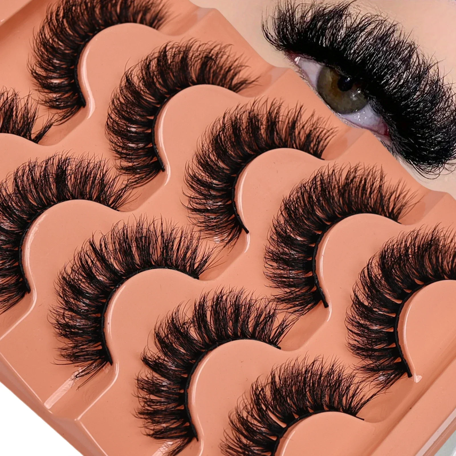 5 Paar flauschige 3D-Wimpern für dramatische künstliche Wimpern, unordentliche falsche Wimpern, flauschige dicke Wimpern