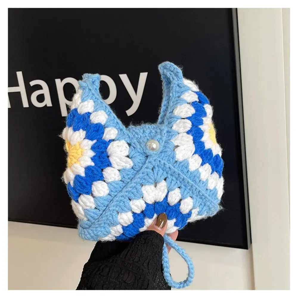 

Portable Shoulder Bag Crochet Flower Knitted Bag Bohemian Hollowed Out Weave Bag Sunflower Storage Bag Beach Bag Beach