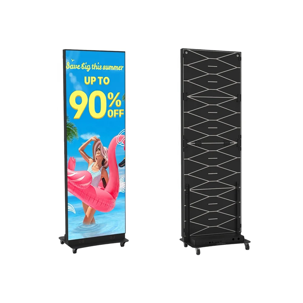 

Screen HD Die-Cast Aluminum Mobile Advertising Machine Foldable Poster Screen With Magnet Module Indoor Use IP65 SDK Function