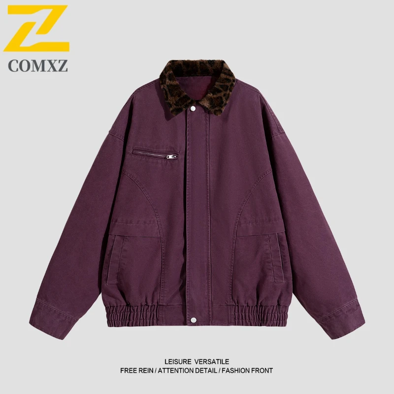 

COMXZ Мужская куртка 2005, осенняя новая хлопковая свободная дышащая рабочая куртка в стиле ретро, повседневная универсальная куртка с воротником