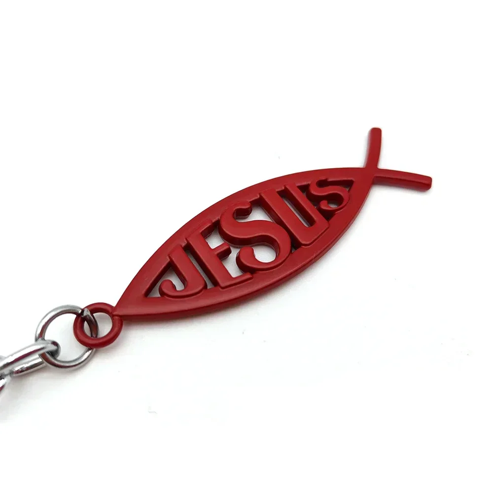 Metal Jesus Fish Logo Car Keychain for Honda Jeep Ford Hyundai Toyota Lexus Mazda Nissan Citroen Auto Key Holder Keyring - view 6