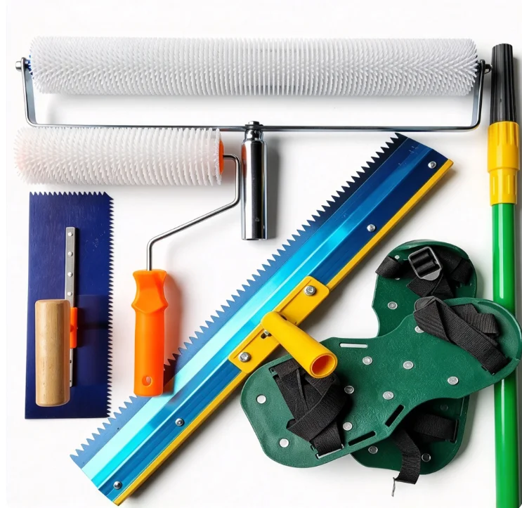 Self Leveling Tool Kit Spiked Shoes Roller Brush Squeegee Trowel Cement Floor Paint Bubble Remove Construction Epoxy Finishing