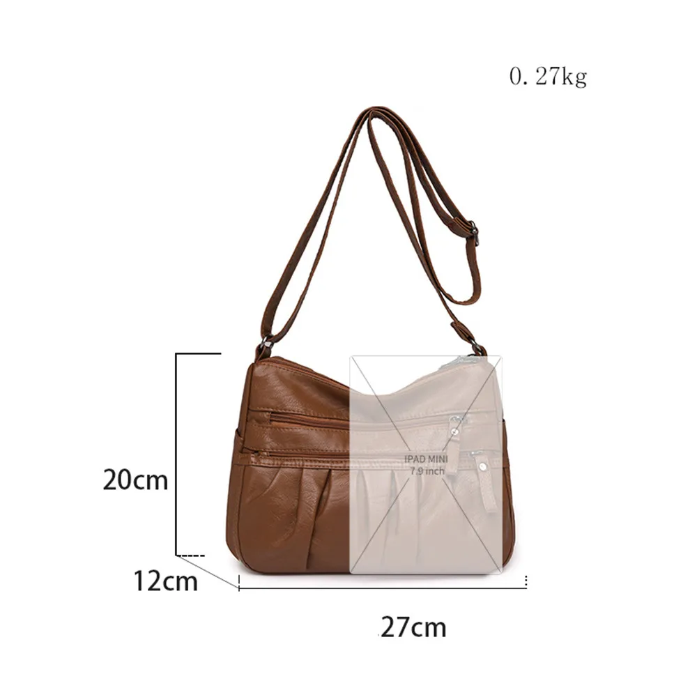 Women\'s Vintage Handbags and Purses Retro Design Female Shoulder Crossbody Bags for Women Light Soft Pu Leather Travel Bag Sac