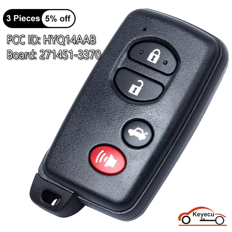 

KEYECU 4 Buttons for Toyota Avalon Camry Corolla 2009 2010 2011 2012 Smart Remote Key Fob FCC ID: HYQ14AAB Board: 271451-3370