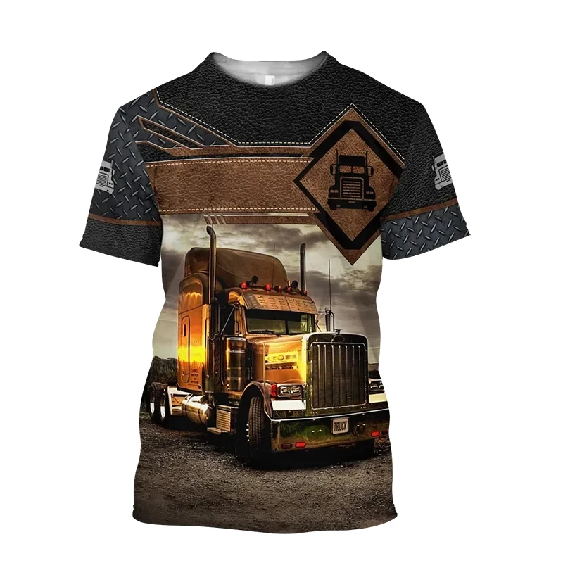 Fashionable and Lnteresting Big Truck  Pictures For Men\'s T-Shirts Trend Digital Printing Casual Round Neck Short Sleeved