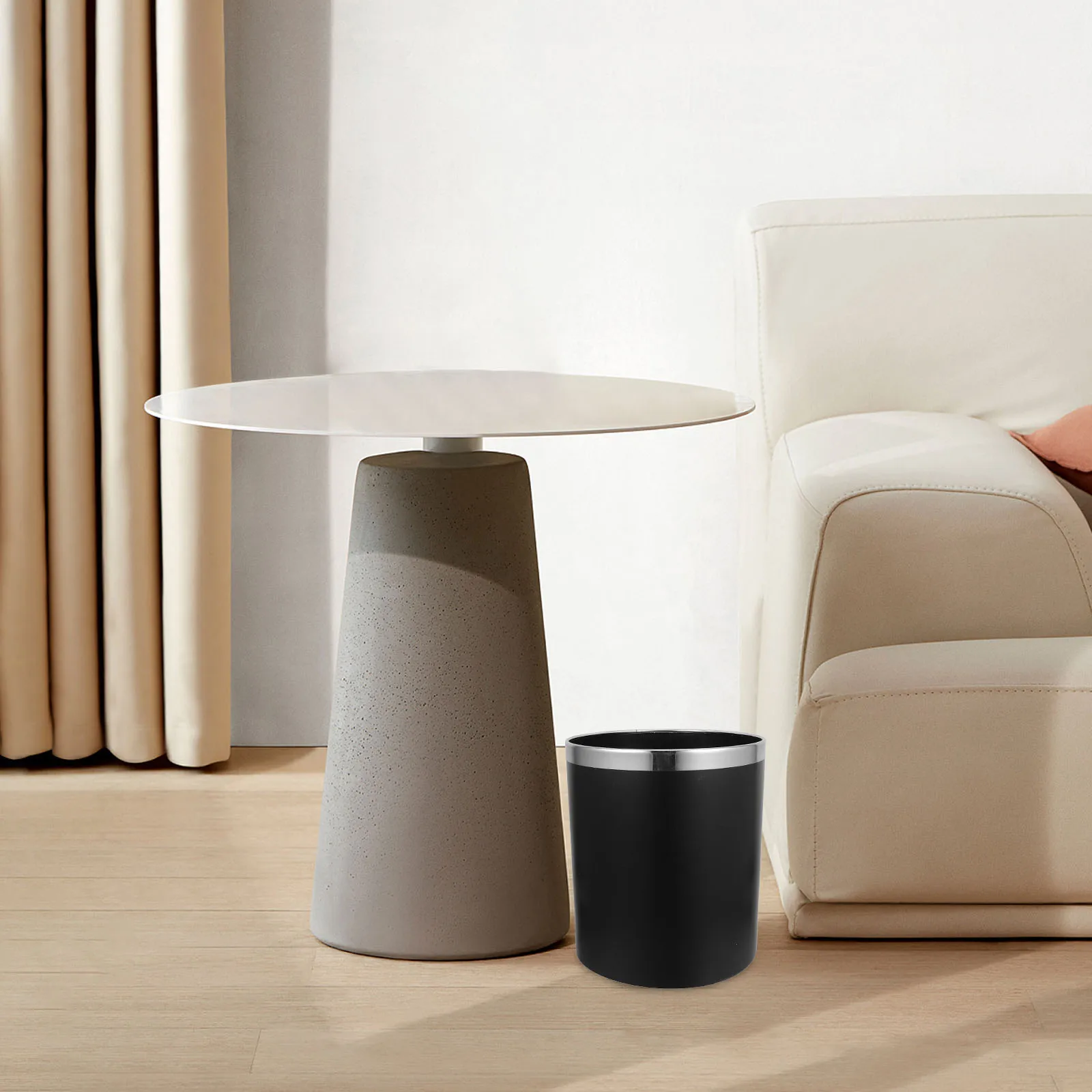 

18l Double Layer Trash Can Modern Round Waste Basket Home Hotel Office Stylish Garbage Bin Bathroom Kitchen Bedroom