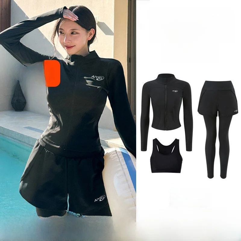 women's-long-sleeve-long-pants-conservative-two-piece-wetsuit-sunscreen-jellyfish-suit-surfing-quick-dry-drifting-diving-suit
