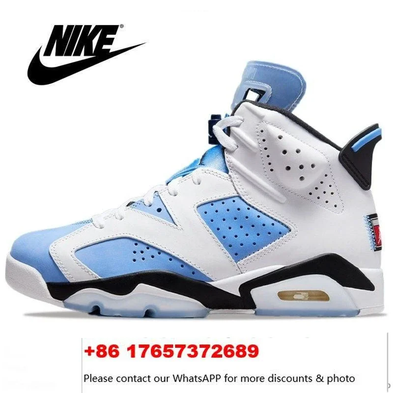 Nike-Air Jordan Retro 6 6s University Blue Women Mens Outdoor Basketball Retro Sneakers Sports Shoes