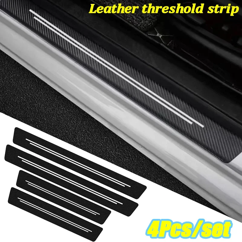

4 шт./компл., новая универсальная защитная полоса на порог автомобиля из углеродного волокна, прочная декоративная наклейка против царапин, автомобильные аксессуары