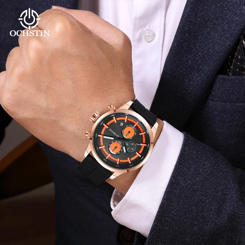 OCHSTIN reloj de cuarzo para hombre multifunción núcleo de cuarzo promocional 2024 reloj de pulsera de cuarzo para hombre vanguardista cronógrafos para hombre rejo