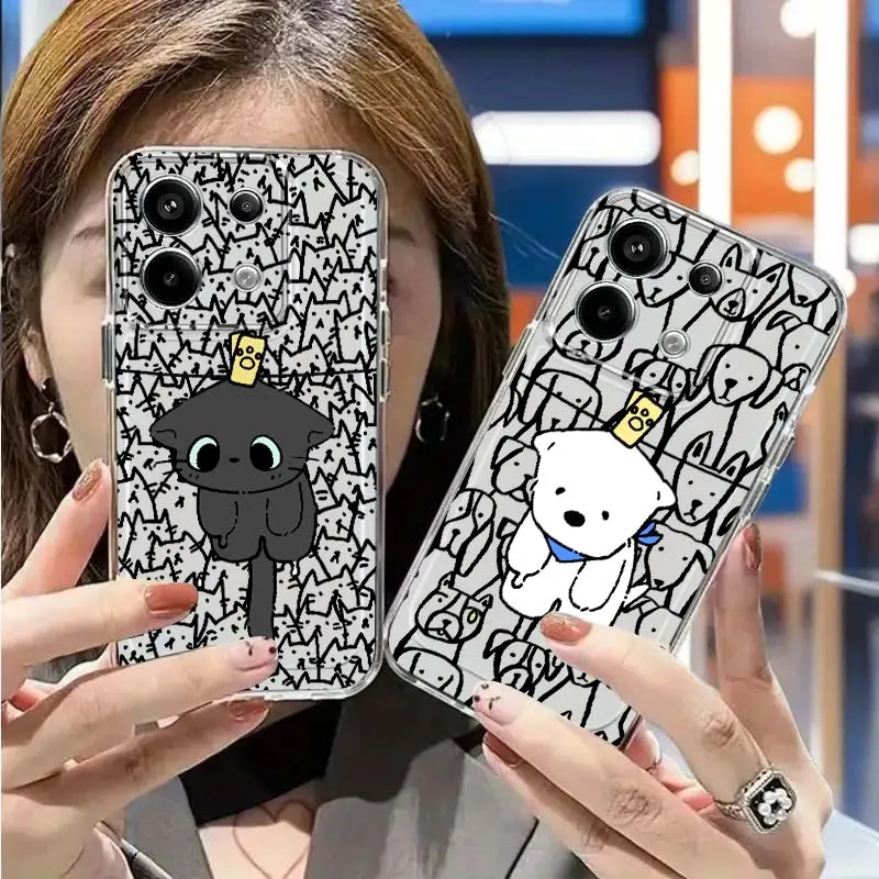 

Cartoon White Dog Pattern For Redmi K 80 70 70E 60 60E 50 40 40S 15C 15 12 A2 A1 Turbo 4 Ultra Pro Plus Phone Case