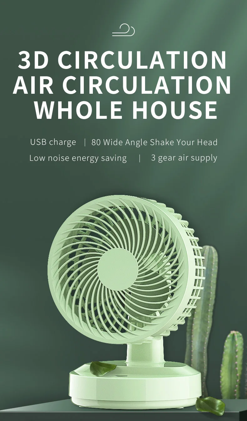 

Мини-вентилятор USB для стола | 2/3 скорости | Перезаряжаемый аккумулятор 4000 мАч | Тихий портативный вентилятор для офиса, дома, спальни