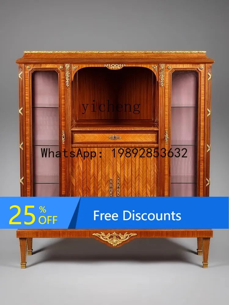 z7 classical copper gilt carved side cabinet glass antique furniture side cabinet retro decorative cabinet