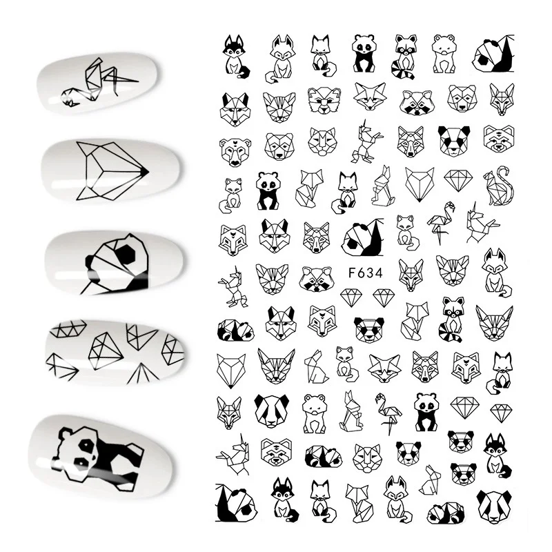 

1PCS Animation Kawaii Cute Panda Nail Childlike Nail Stickers Colorful Animals Series New Nail Art Tattoo Design Manicure Decals