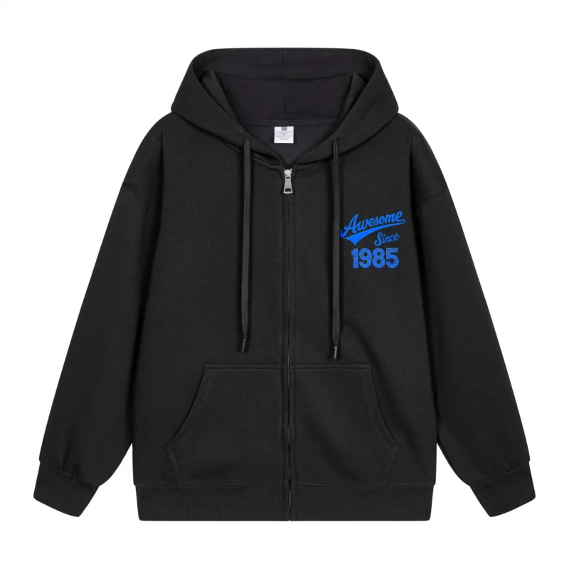 

Men's Zip-Up Hoodie Awesome Since One Nineteen Eightyfive 2025 New Style Casual Couples’ Style Couples’ Style